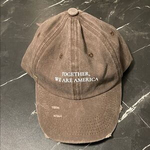 Amazon Brown Baseball Cap with White Embroidered Slogan